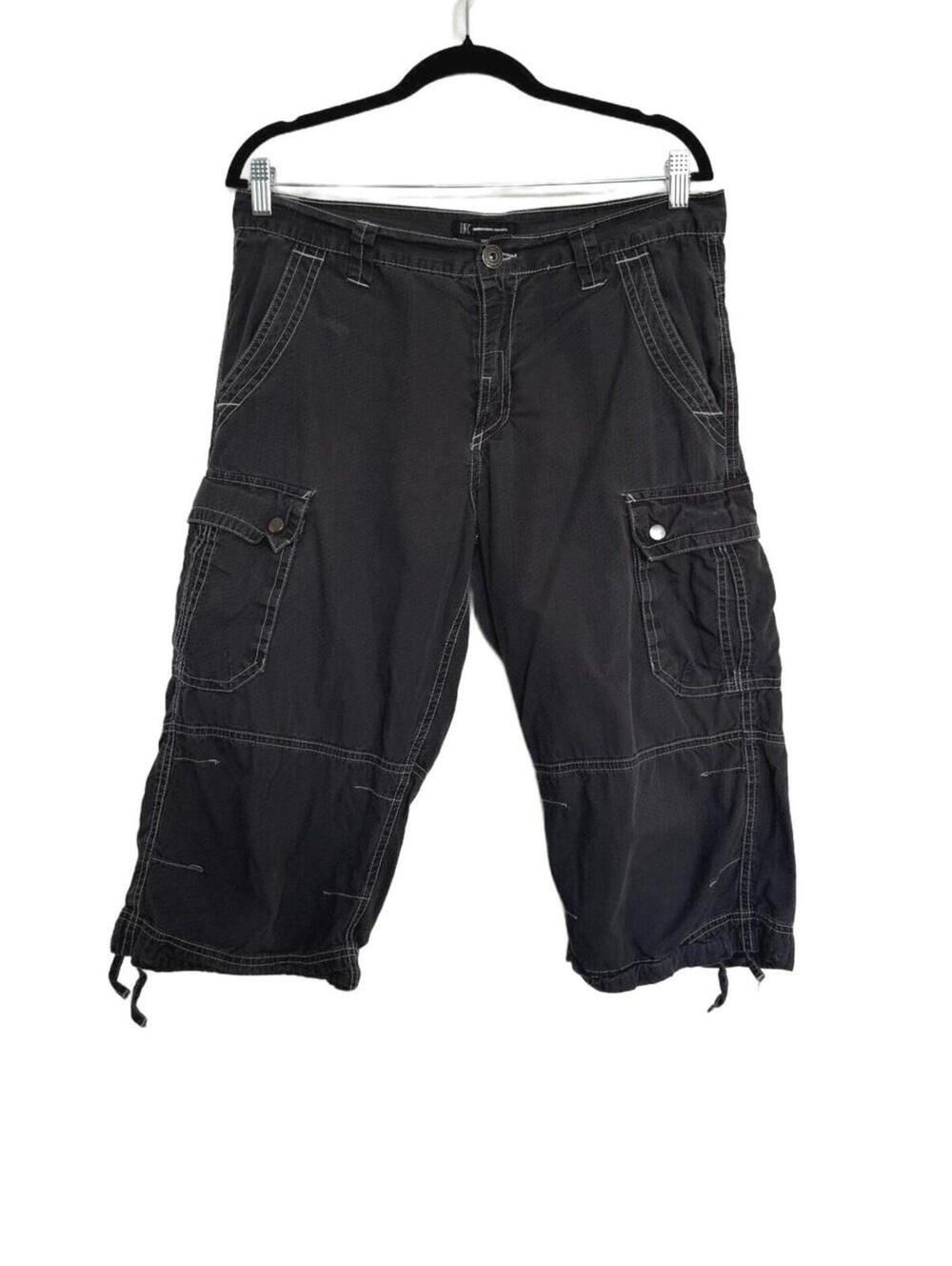 Y2K Grunge Gray Cargo Long  Shorts with Multiple‎ Pockets
